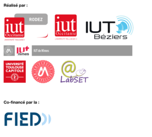 Partenaires du projet : IUT RODEZ, IUT Occitanie Toulouse 1 et 2, IUT Béziers, IUT Nîmes, Univ. Toulouse Capitole, Université Montpellier, Labset