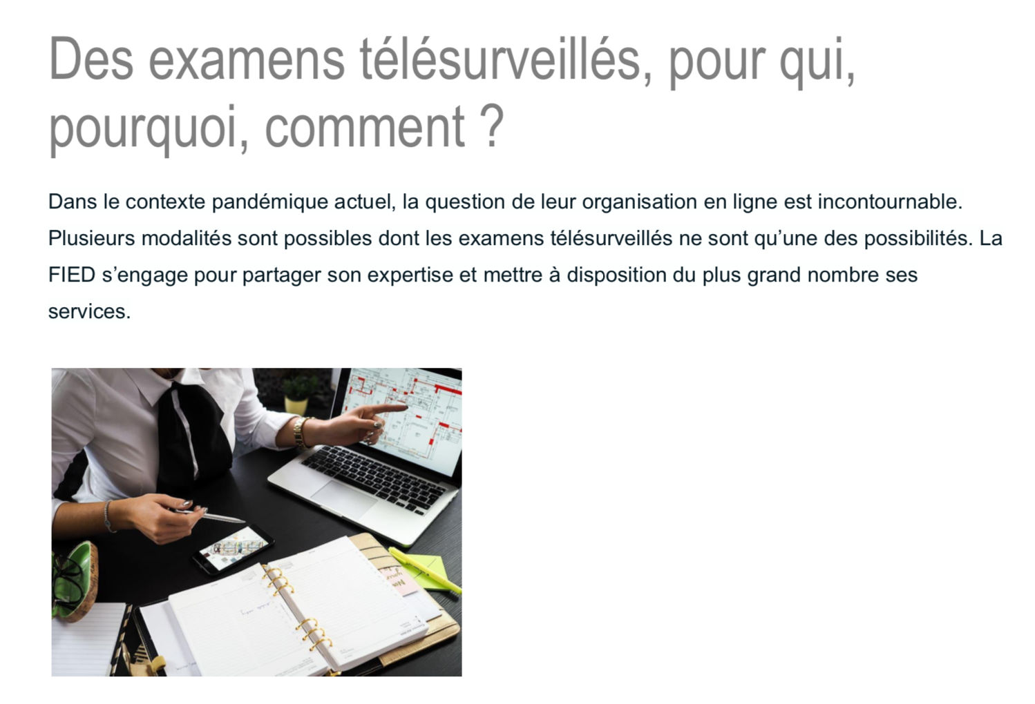 Examen télésurveillés